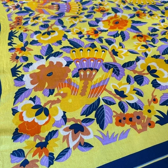 Vintage KenzoTakada Colorful bird and Floral Design Silk Scarf 33x33” - Picture 4 of 11